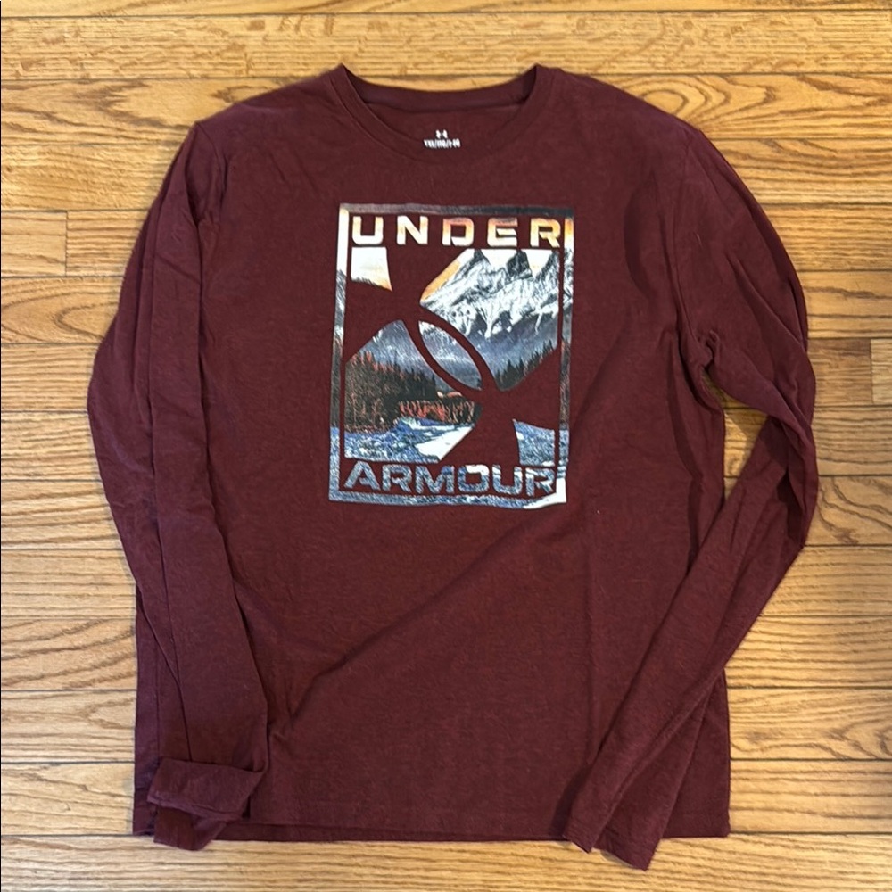 Under Armour Red Long Sleeve Tee with Graphic Design